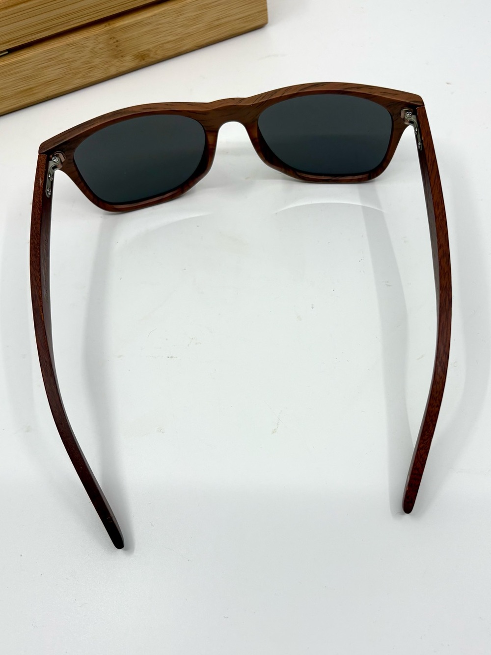 Environmental Wood Frame Sunglasses, Dark Lenses, 5.75”, wooden box included - Picture 5 of 7